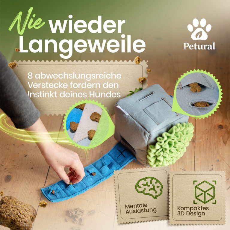 Sniffix im Detail: Leckerlis in Taschen, Schlaufen und Schnüffelflächen verstecken.